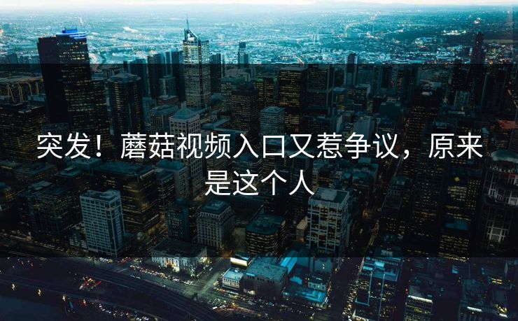 突发！蘑菇视频入口又惹争议，原来是这个人