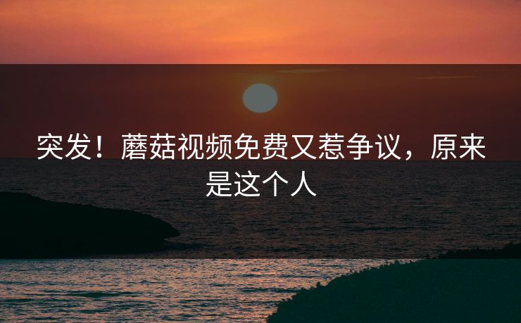 突发！蘑菇视频免费又惹争议，原来是这个人