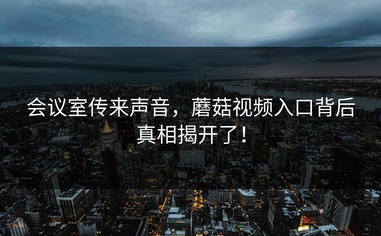会议室传来声音，蘑菇视频入口背后真相揭开了！