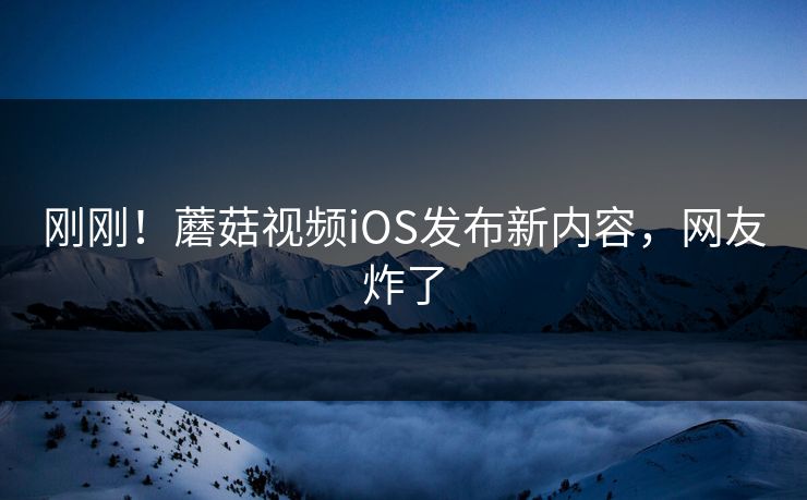 刚刚！蘑菇视频iOS发布新内容，网友炸了