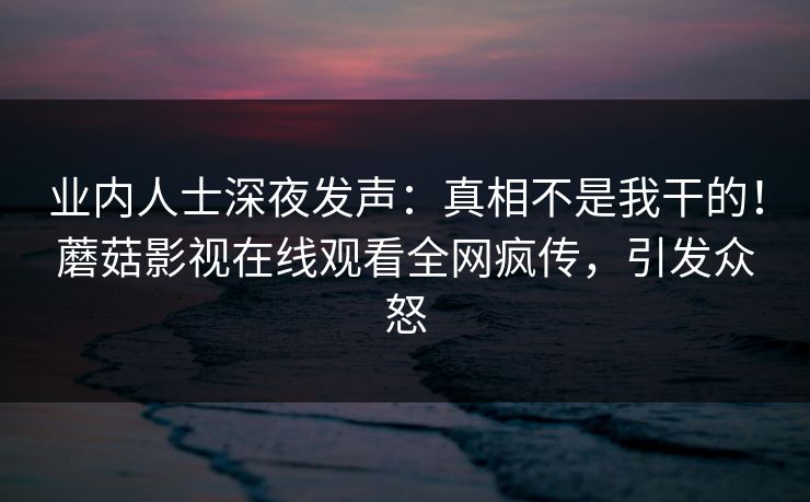 业内人士深夜发声：真相不是我干的！蘑菇影视在线观看全网疯传，引发众怒