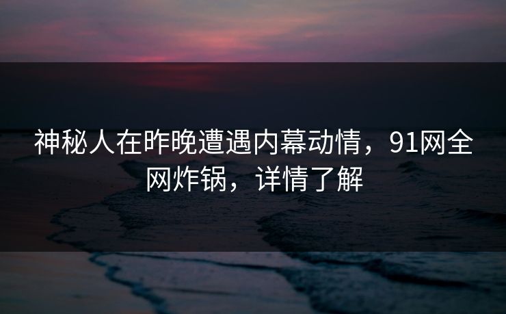 神秘人在昨晚遭遇内幕动情，91网全网炸锅，详情了解