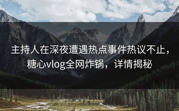 主持人在深夜遭遇热点事件热议不止，糖心vlog全网炸锅，详情揭秘