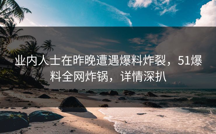 业内人士在昨晚遭遇爆料炸裂，51爆料全网炸锅，详情深扒