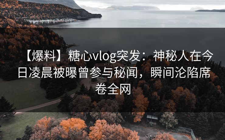 【爆料】糖心vlog突发：神秘人在今日凌晨被曝曾参与秘闻，瞬间沦陷席卷全网