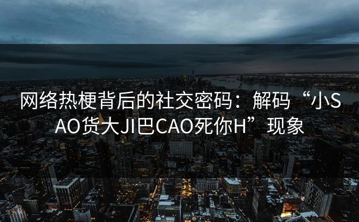 网络热梗背后的社交密码：解码“小SAO货大JI巴CAO死你H”现象