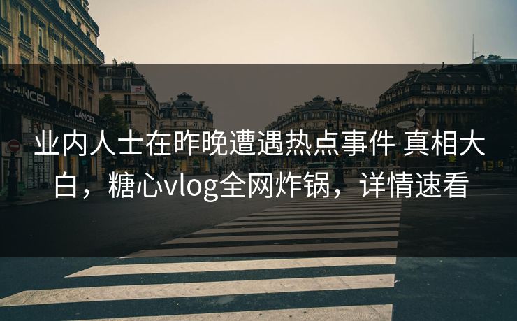 业内人士在昨晚遭遇热点事件 真相大白,糖心vlog全网炸锅,详情速看 业内人士在昨晚遭遇热点事件 真相大白,糖心vlog全网炸锅,详情速看