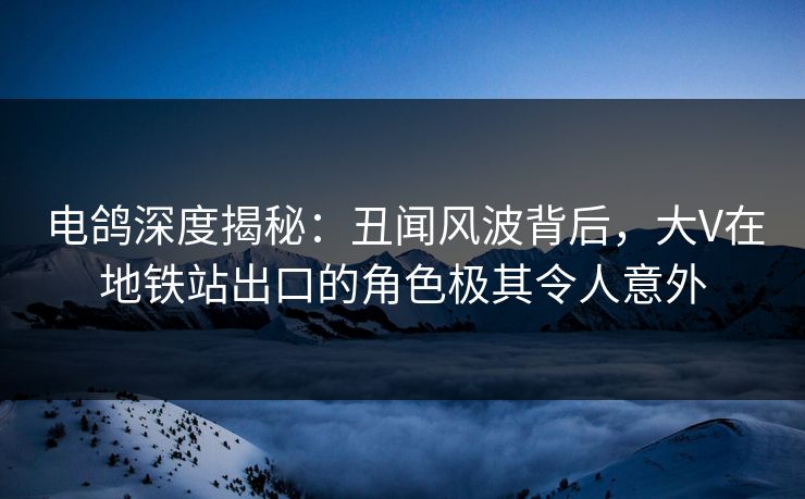 电鸽深度揭秘：丑闻风波背后，大V在地铁站出口的角色极其令人意外