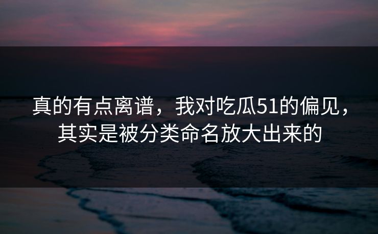 真的有点离谱，我对吃瓜51的偏见，其实是被分类命名放大出来的